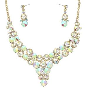Crystal Evening Necklace in Aurora Borealis